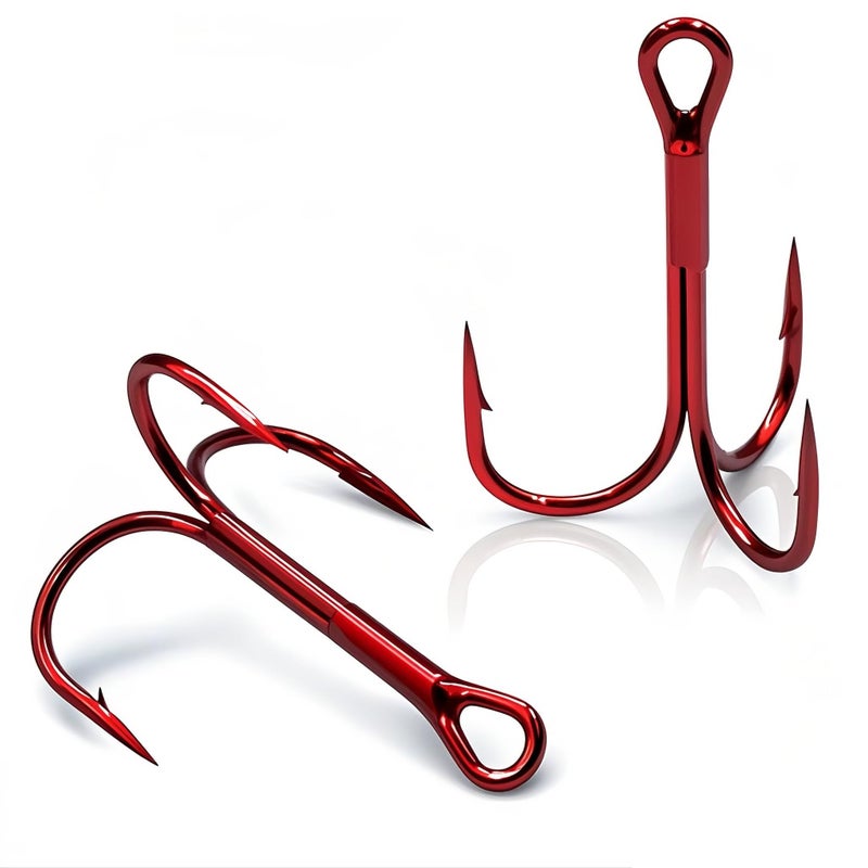 FishTrip Fishing Treble Hooks Red 25pcs/Pack,Triple Hooks High Carbon Steel Brabed Sharp,Replacement Fishing Hooks on Hard Lures for Freshwater Saltwater Size 4 - Image 1